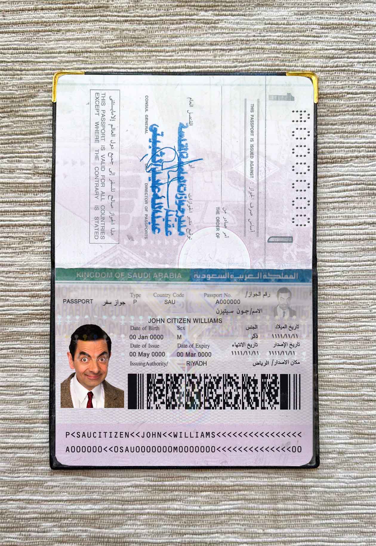 Saudi Arabia passport photo look PSD template